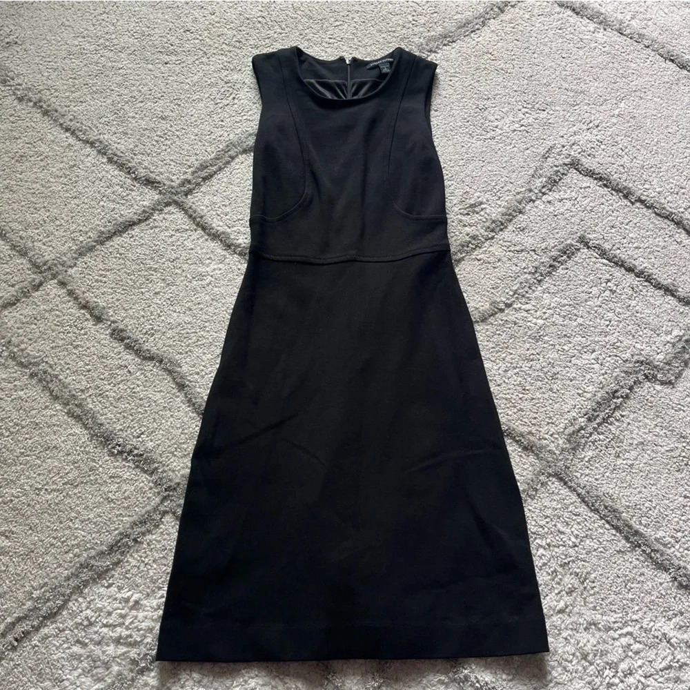 Banana Republic black sheath mini dress classy office career sleeveless 0